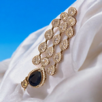 Actress Inspired CZ Layered Necklace Set, Indian AD Necklace, Bollywdood Actress AD Jewellery Set, Pakistani CZ Necklace, Pakistani AD Earrings Set - Libasaa.com