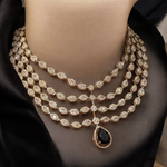 Actress Inspired CZ Layered Necklace Set, Indian AD Necklace, Bollywdood Actress AD Jewellery Set, Pakistani CZ Necklace, Pakistani AD Earrings Set - Libasaa.com