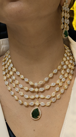 Actress Inspired CZ Layered Necklace Set, Indian AD Necklace, Bollywdood Actress AD Jewellery Set, Pakistani CZ Necklace, Pakistani AD Earrings Set - Libasaa.com