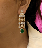 Actress Inspired CZ Layered Necklace Set, Indian AD Necklace, Bollywdood Actress AD Jewellery Set, Pakistani CZ Necklace, Pakistani AD Earrings Set - Libasaa.com