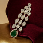 Actress Inspired CZ Layered Necklace Set, Indian AD Necklace, Bollywdood Actress AD Jewellery Set, Pakistani CZ Necklace, Pakistani AD Earrings Set - Libasaa.com