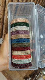 Full Glass Stone Bangles Multicolor (12-Color Box, 4 PCs Each) | Indian Bangles Set | Indian Jewellery