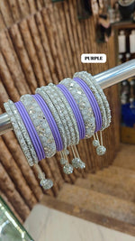 Stone Set with Beautiful Matte Metal Bangles Set | Bridal Bangle Set | Indian Bangles Set | Indian Jewellery