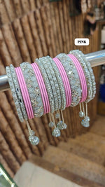 Stone Set with Beautiful Matte Metal Bangles Set | Bridal Bangle Set | Indian Bangles Set | Indian Jewellery