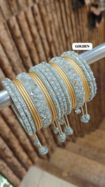 Stone Set with Beautiful Matte Metal Bangles Set | Bridal Bangle Set | Indian Bangles Set | Indian Jewellery