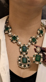 Sparkling Polki Bridal Necklace Earrings Set, Indian Polki Jewelry Set, Pakistani Polki Set, Bollywood Polki Necklace Set, Celeb Polki Jewellery, Celeb Polki Necklace Earrings Set, Bridal Polki Earrings Set - Libasaa.com