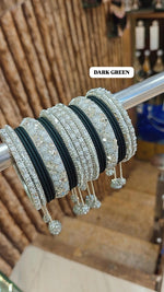 Stone Set with Beautiful Matte Metal Bangles Set | Bridal Bangle Set | Indian Bangles Set | Indian Jewellery