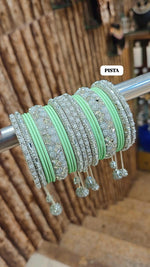 Stone Set with Beautiful Matte Metal Bangles Set | Bridal Bangle Set | Indian Bangles Set | Indian Jewellery