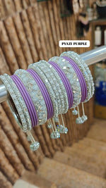 Stone Set with Beautiful Matte Metal Bangles Set | Bridal Bangle Set | Indian Bangles Set | Indian Jewellery