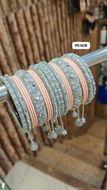 Stone Set with Beautiful Matte Metal Bangles Set | Bridal Bangle Set | Indian Bangles Set | Indian Jewellery