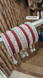 Stone Set with Beautiful Matte Metal Bangles Set | Bridal Bangle Set | Indian Bangles Set | Indian Jewellery