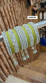 Stone Set with Beautiful Matte Metal Bangles Set | Bridal Bangle Set | Indian Bangles Set | Indian Jewellery