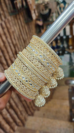 Indian Jhumki Copper & Golden Silver-Touch Stone Bridal Bangle Set | Indian Jewellery Traditional Bangles Set