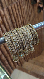 Indian Jhumki Copper & Golden Silver-Touch Stone Bridal Bangle Set | Indian Jewellery Traditional Bangles Set