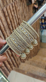 Indian Jhumki Copper & Golden Silver-Touch Stone Bridal Bangle Set | Indian Jewellery Traditional Bangles Set