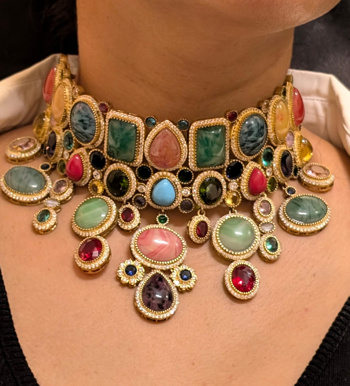 Sabyasachi Inspired Polki Choker Earrings Indian Jewelry Set, Polki Jewelry, Sabyasachi Polki Jewelry Set, Sabyasachi Jewellery Set, Sabyasachi Polki Necklace Set, Indian Polki Jewelry Set - Libasaa.com