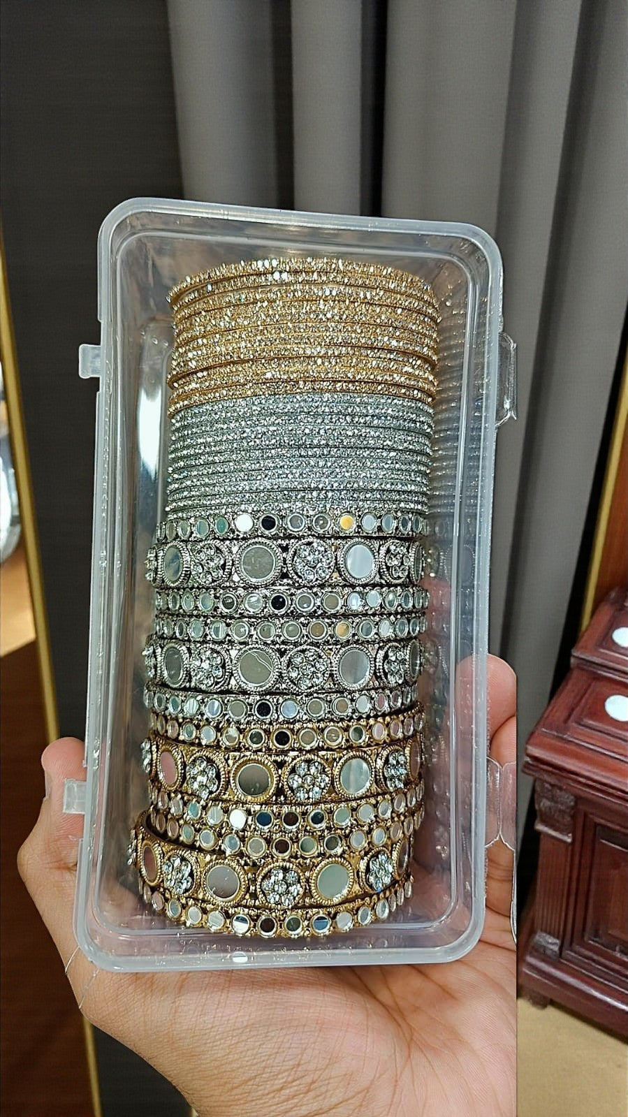 Mirror Side Stone Bangles Combo Set | Bridal Indian Jewellery Bangle Set | Traditional Indian Bangles Set