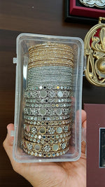 Mirror Side Stone Bangles Combo Set | Bridal Indian Jewellery Bangle Set | Traditional Indian Bangles Set