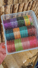 Bindi Glass Bangles Set – 12 Colours Combo Box with 12 Dozen Packing | Indian Bangles Bulk Pack