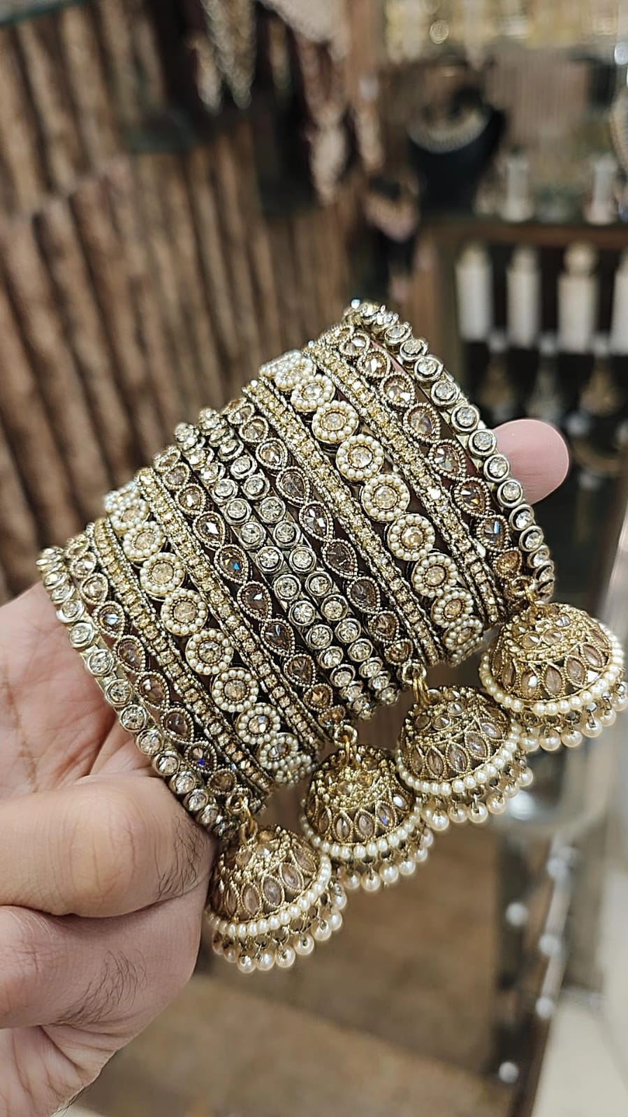 Indian Jewellery Bridal Bangle Set – Indian Jhumki Ad Stones Bangles Set for Wedding & Festive Wear