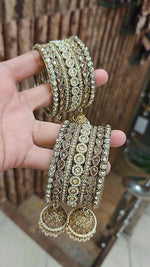 Indian Jewellery Bridal Bangle Set – Indian Jhumki Ad Stones Bangles Set for Wedding & Festive Wear