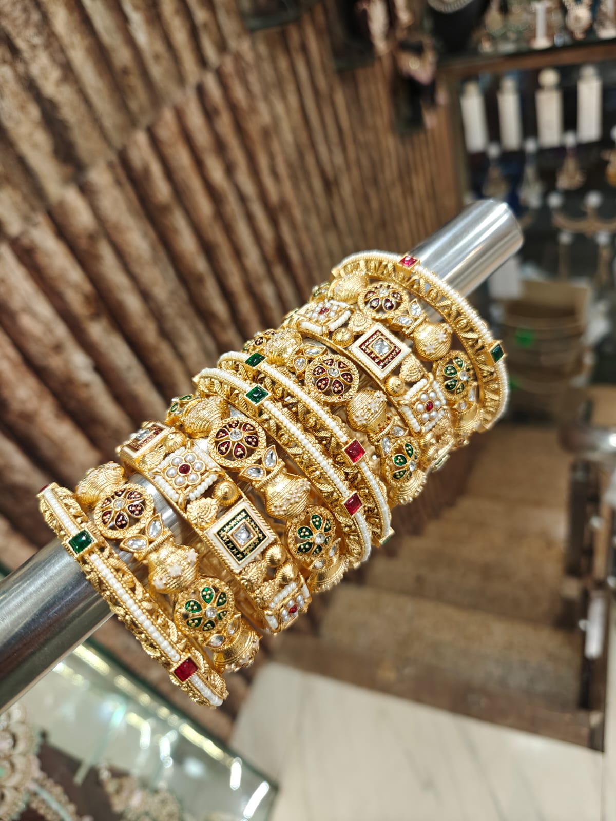 Rajwadi Meena Moti Kundan Stone Touch Bridal Bangle Set – Traditional Indian Jewellery Bangles Set