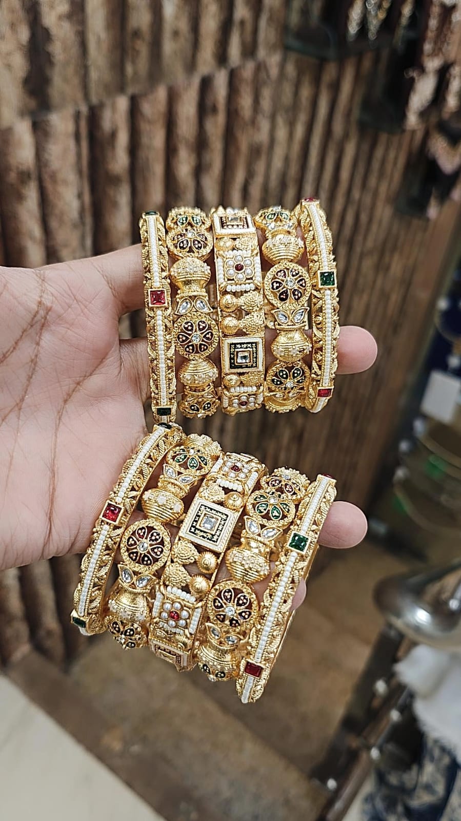 Rajwadi Meena Moti Kundan Stone Touch Bridal Bangle Set – Traditional Indian Jewellery Bangles Set