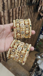 Rajwadi Meena Moti Kundan Stone Touch Bridal Bangle Set – Traditional Indian Jewellery Bangles Set