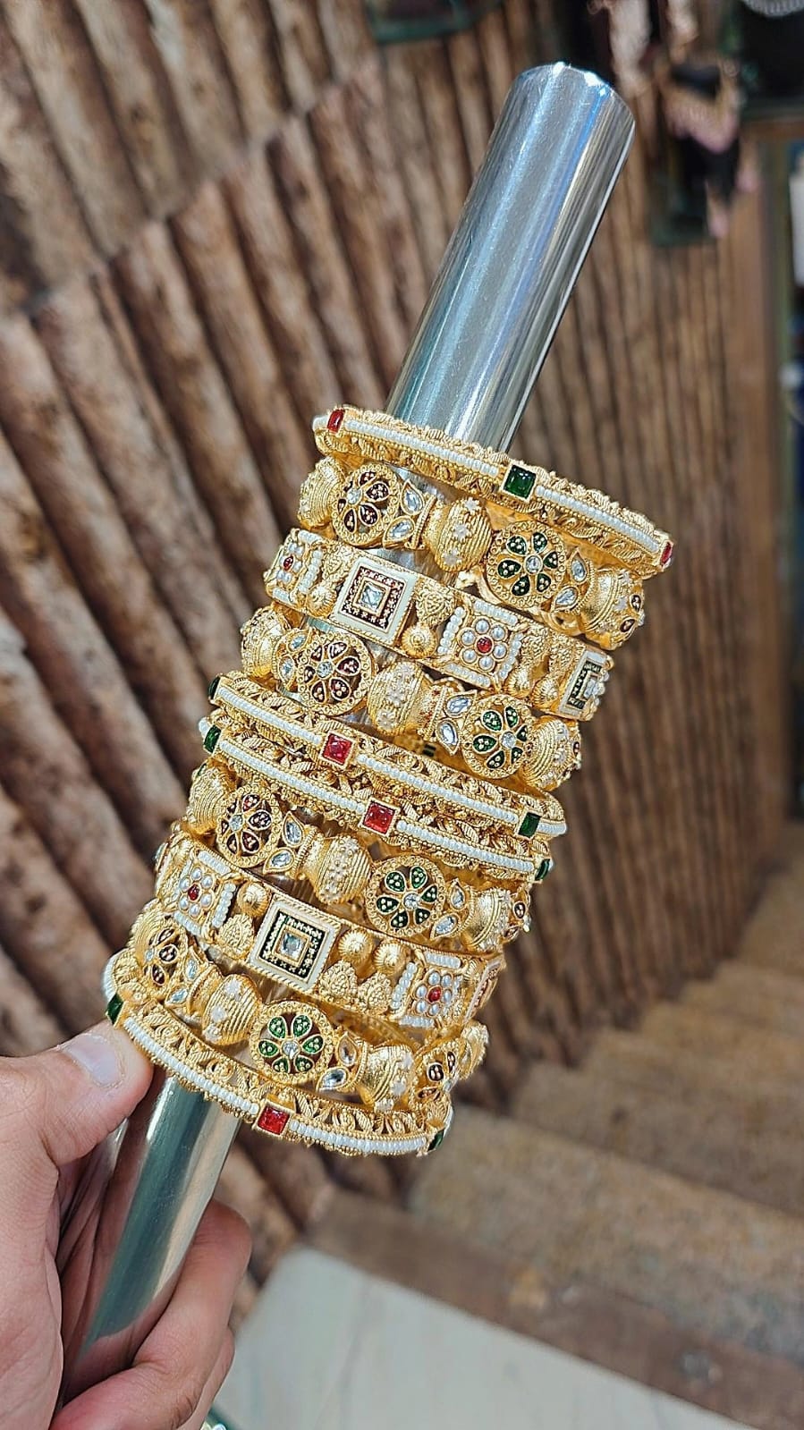 Rajwadi Meena Moti Kundan Stone Touch Bridal Bangle Set – Traditional Indian Jewellery Bangles Set