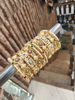 Rajwadi Meena Moti Kundan Stone Touch Bridal Bangle Set – Traditional Indian Jewellery Bangles Set