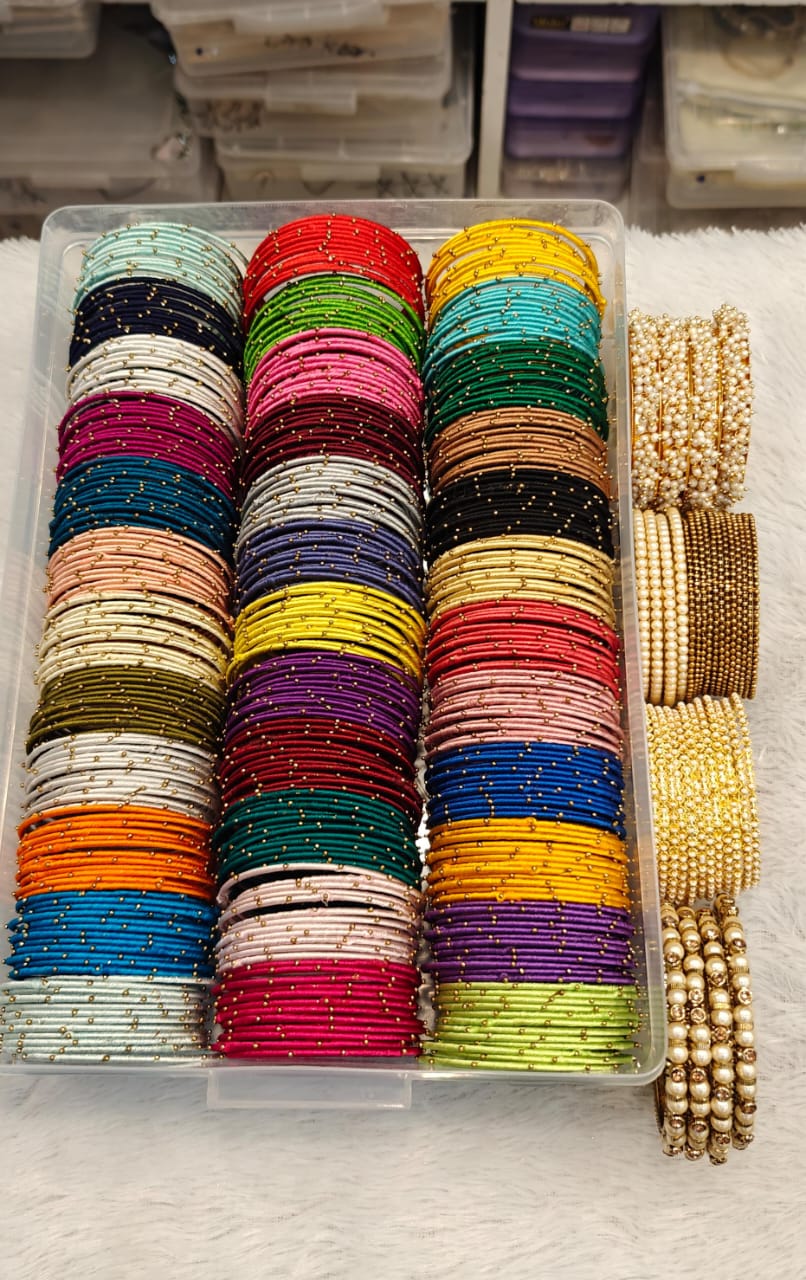 36 Dozen 36 Colours Thread Bangle Combo Box – Gold Moti Bangles, Ball Chain, Lariya Moti Kada Bridal & Festive Indian Jewellery Set