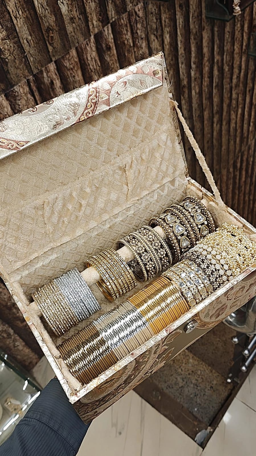 Luxury Gold Combo Box Bangles Set | Golden Side Stone Indian Bridal Jewellery | Wedding Bangle Collection