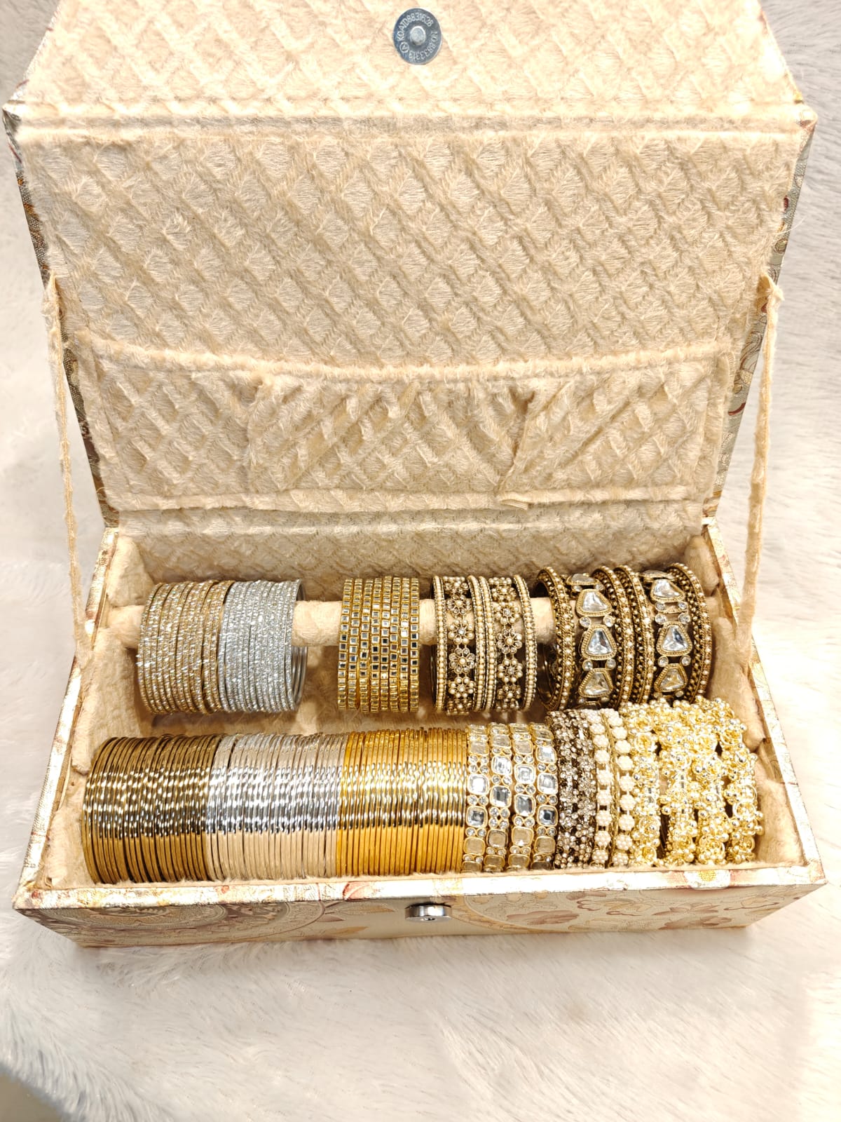 Luxury Gold Combo Box Bangles Set | Golden Side Stone Indian Bridal Jewellery | Wedding Bangle Collection