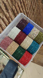 Glass 2 Line Stone Bangles – 12 Colour Box (12 Dozen) | Premium Indian Bangle Bunch Set | Wholesale Jewellery Collection