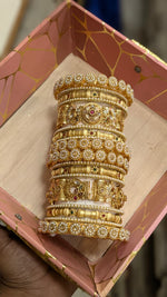 Royal Kundan Bridal Bangle Set for Women – Gold Plated Pearl & Stone Studded Traditional Wedding Chooda Set