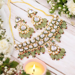 Handmade Traditional Polki Choker Teardrop Earrrings Set, Indian Teardop Jewellery, Polki Jewellery Set, Polki Necklace Set, Pakistani Polki Choker - Libasaa.com