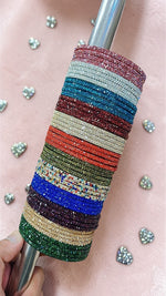 Premium 2 Line Crystal Glass Bangles Design | 12 Colours Combo Box (4 Pcs Each) | Traditional Indian Bridal & Party Wear Bangles Set for Women