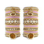 Designer Mirror & Velvet Bridal Bangle Set with Jhumki | Traditional Indian Wedding Chuda Set for Women