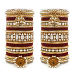 Designer Mirror & Velvet Bridal Bangle Set with Jhumki | Traditional Indian Wedding Chuda Set for Women