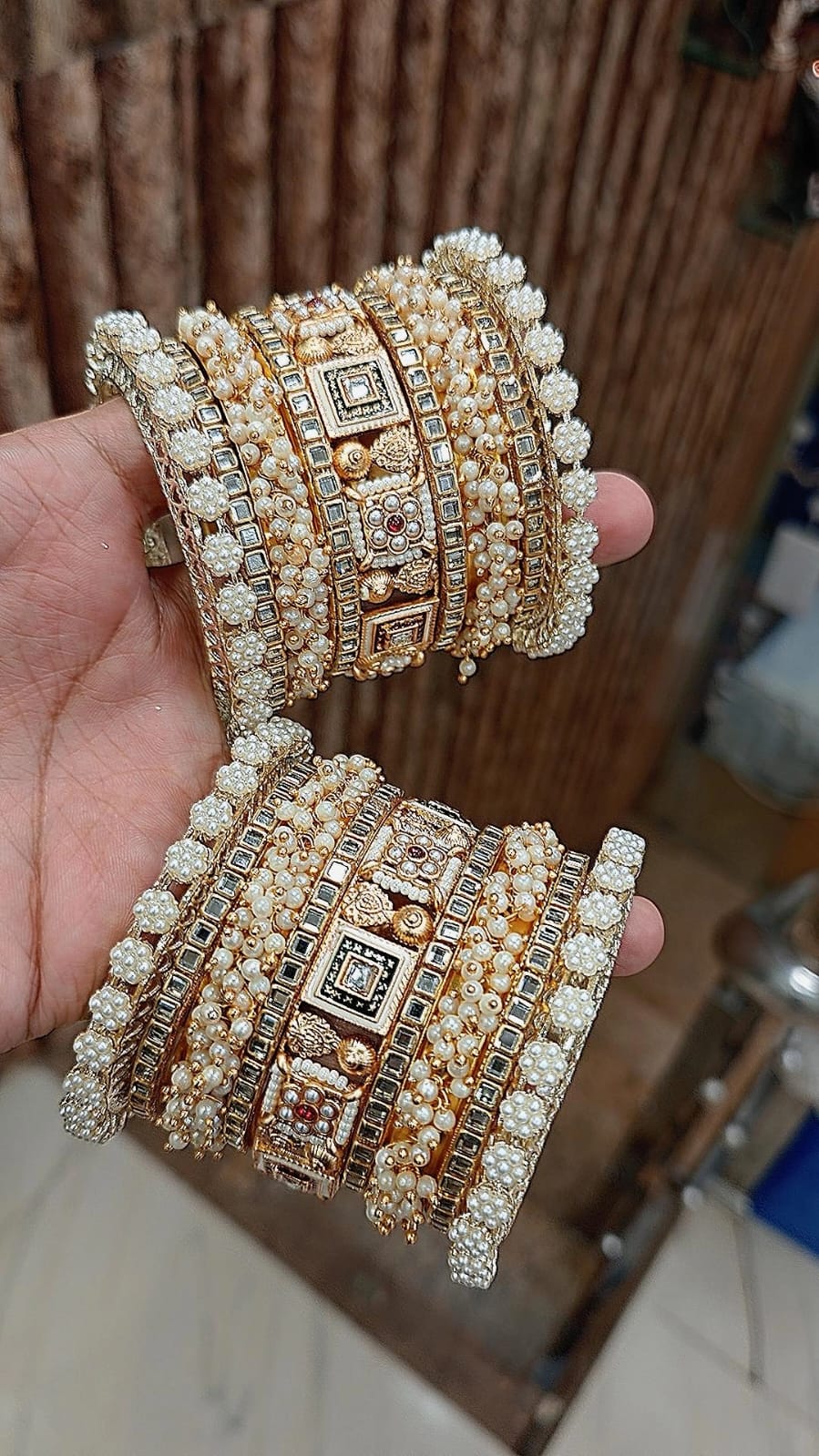 Royal Rajwadi Kundan & Pearl (Moti) Bridal Bangle Set | Indian Wedding & Festive Wear Chuda Collection