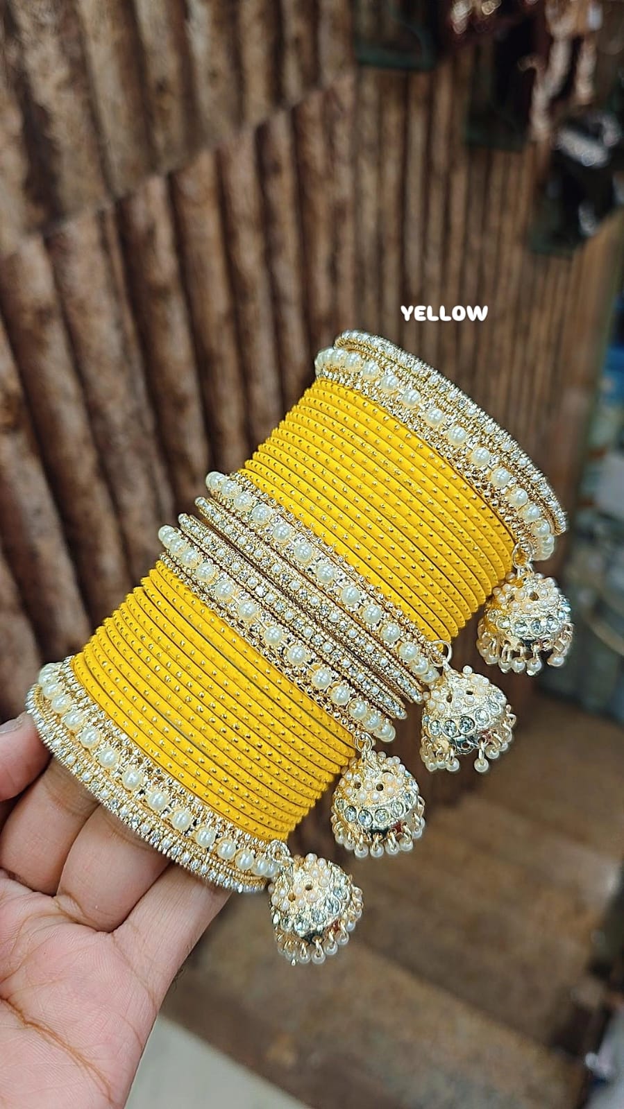 Golden Jhumar Bangle Set with Matte Dotted Bangles Set Bangles | Traditional Indian Bridal & Festive Jhumki Set for Women