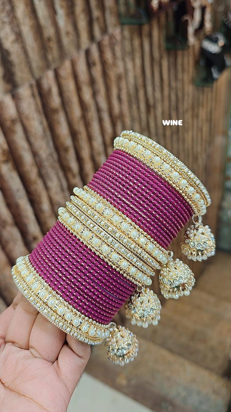 Golden Jhumar Bangle Set with Matte Dotted Bangles Set Bangles | Traditional Indian Bridal & Festive Jhumki Set for Women