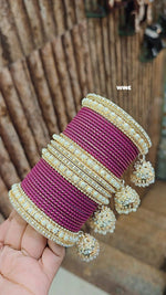 Golden Jhumar Bangle Set with Matte Dotted Bangles Set Bangles | Traditional Indian Bridal & Festive Jhumki Set for Women