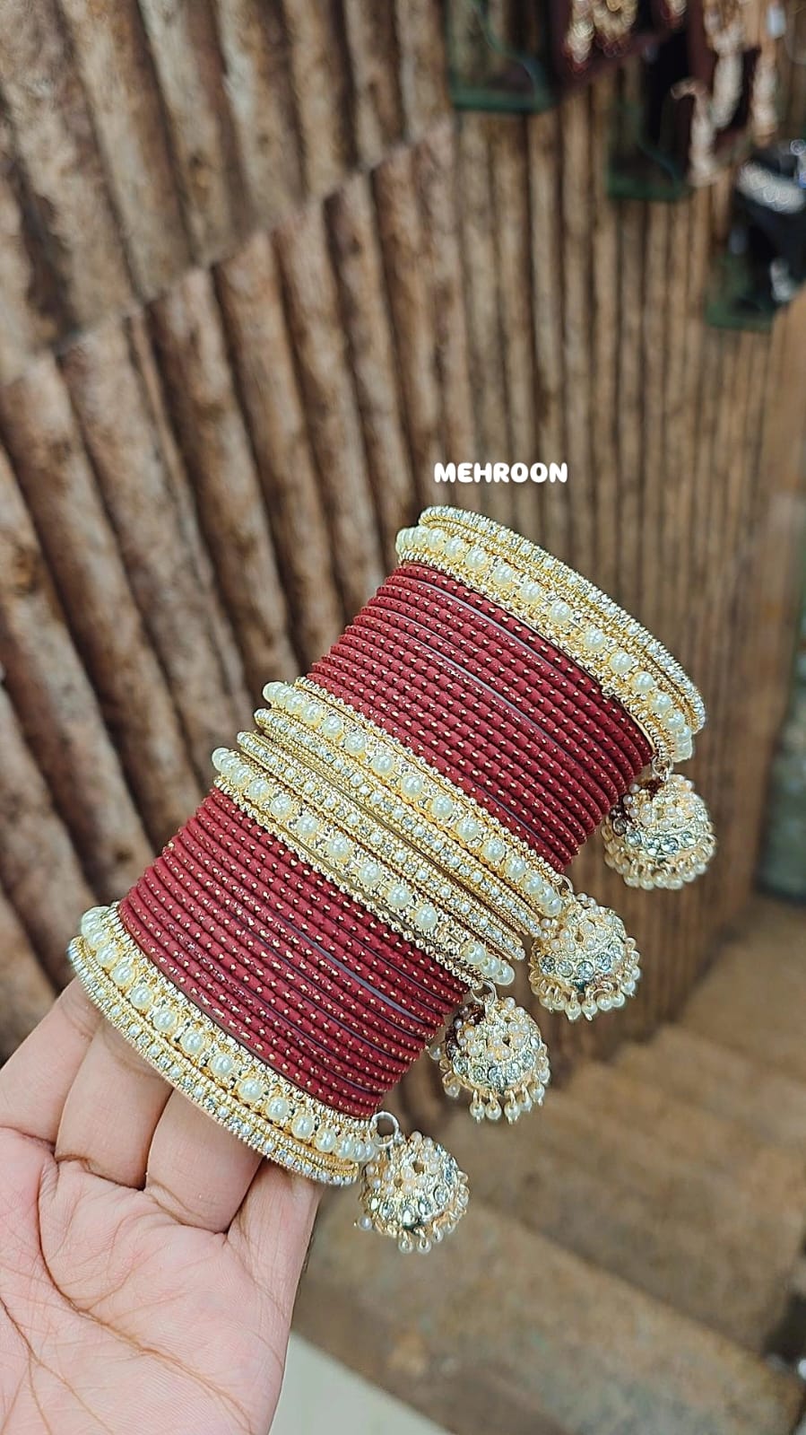 Golden Jhumar Bangle Set with Matte Dotted Bangles Set Bangles | Traditional Indian Bridal & Festive Jhumki Set for Women