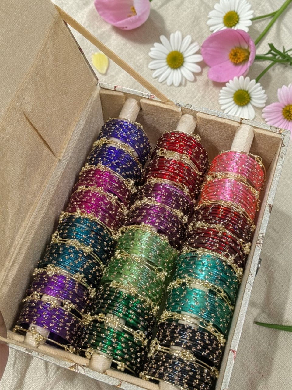 Indian New Kashmiri Ghunghroo Bangles with Raindrop Design | Bridal Bangle Set | Traditional Indian Jewellery Bangles Combo Box Set