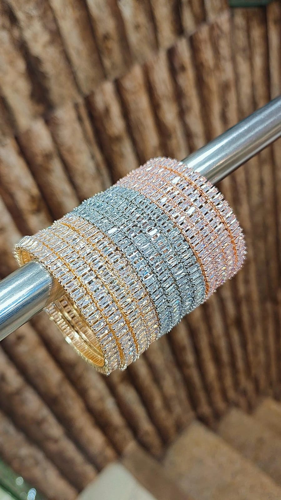 Premium American Diamond Stone Bangles Set for Women – Gold, Silver & Rose Gold Finish | Luxury Bridal & Party Wear AD Bangles