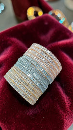 Premium American Diamond Stone Bangles Set for Women – Gold, Silver & Rose Gold Finish | Luxury Bridal & Party Wear AD Bangles