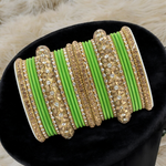 Kundan Stones Bangle Set, Indian Wedding Jewelry, Kundan Jewelry, Pearl Bangle Set, Pakistani Bangle Stack - Libasaa.com