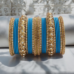 Kundan Stones Bangle Set, Indian Wedding Jewelry, Kundan Jewelry, Pearl Bangle Set, Pakistani Bangle Stack - Libasaa.com