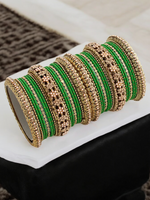 Traditional Antique Golden Pearl Bangle Set, Ethnic Bangles, Pakistani Bangles Set - Libasaa.com